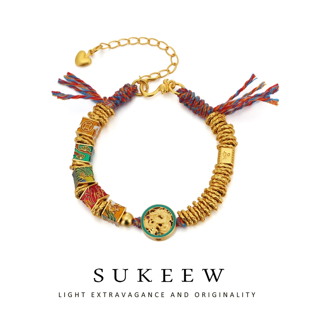 SUKEEW/酥可 铜合金布艺手链 新中式五行轻奢盘缠手链203201