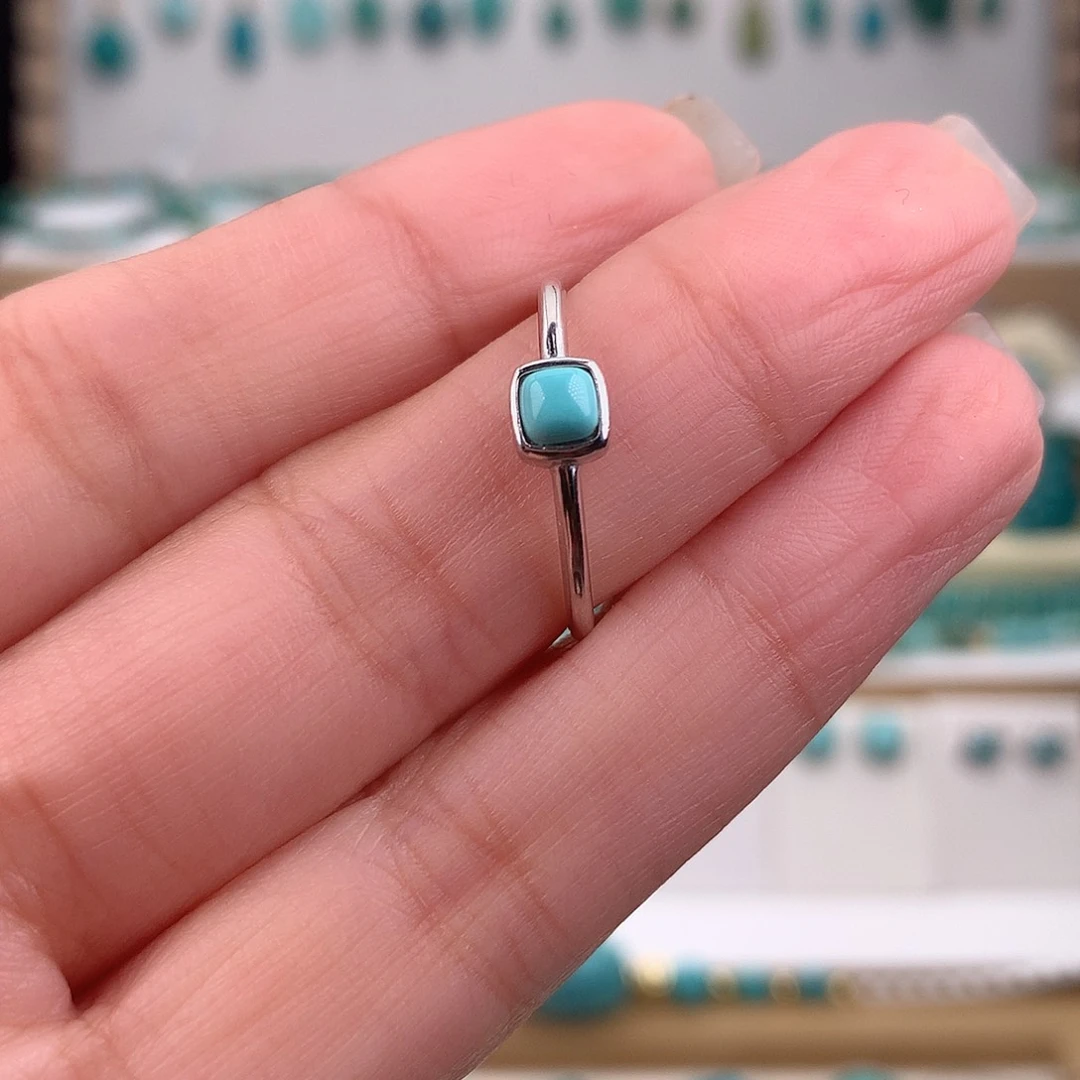 绿松石银S925镶嵌戒指