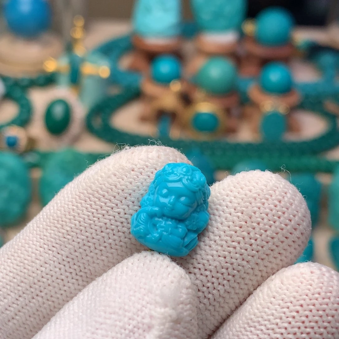 未镶嵌绿松石珠宝奇石度母