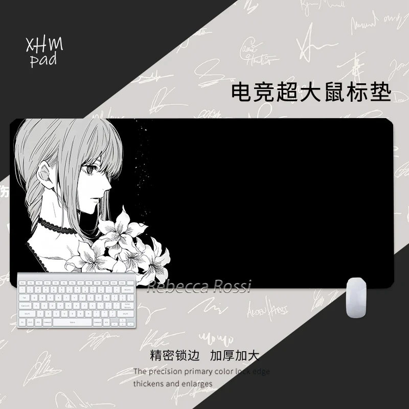 电锯人玛奇玛鼠标垫蕾塞动漫超大号高级黑色电竞游戏办公键盘桌垫