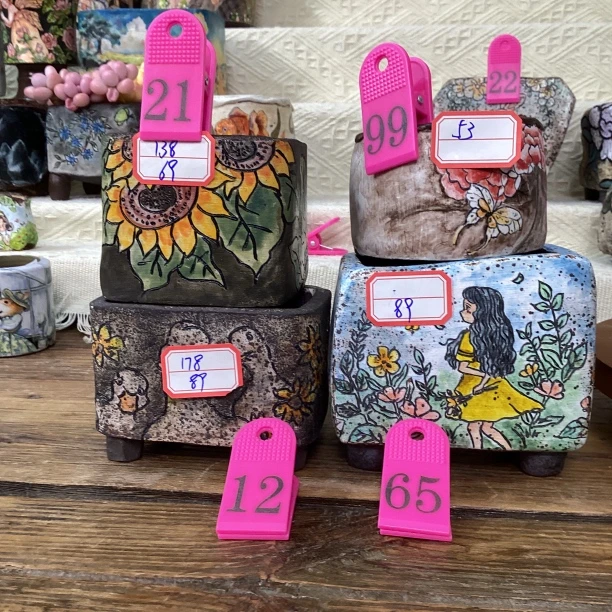 21+99+12+65手绘多肉刻线盆瑕疵