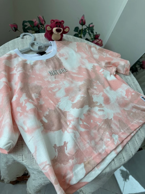 夏季新款扎染水钻字母休闲短袖T恤