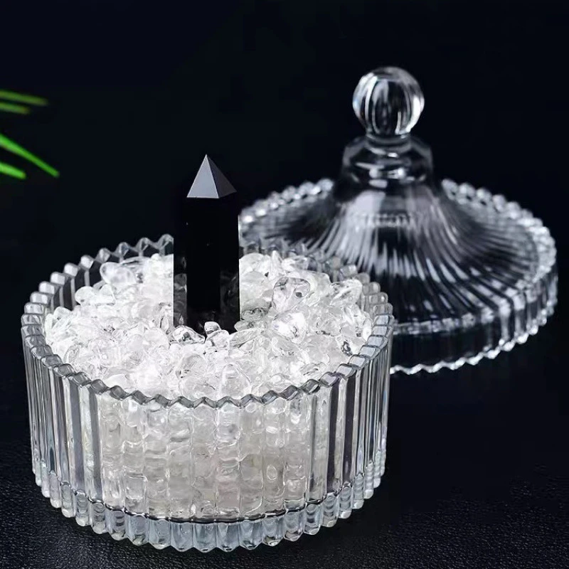 304不锈钢消磁石＋消磁碗水晶消磁净化华盒水晶碗玻璃碗白水晶消