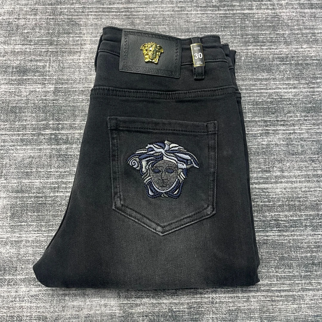 【206】烟灰色牛仔裤男士修身直筒长裤子轻奢潮牌高端级感弹力小脚