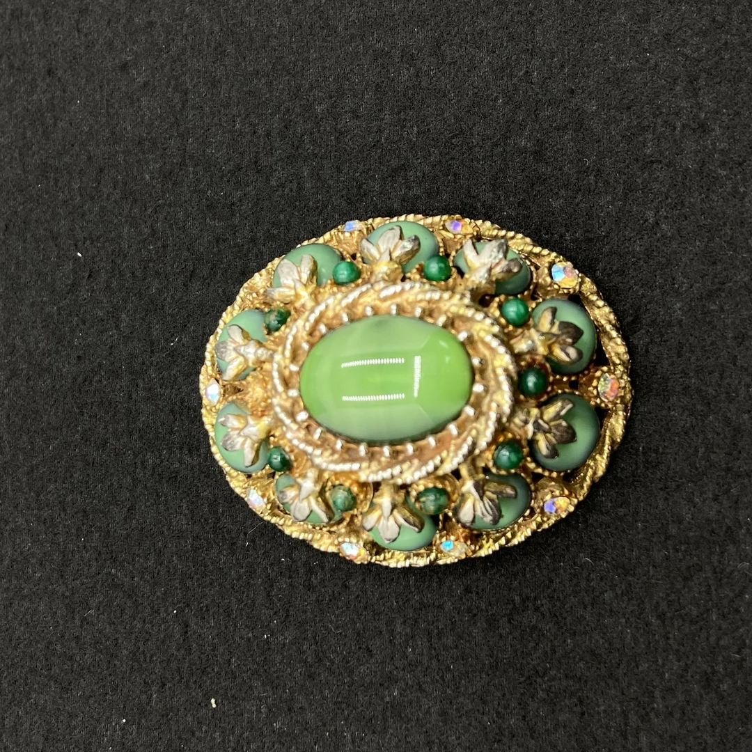 合金琉璃胸针 【Liz璇子中古】Har绿琉璃花朵胸针H43208无鉴赏期