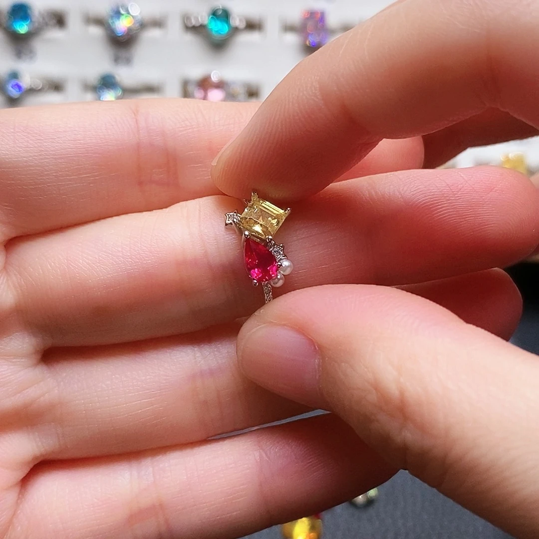 银S925镶嵌戒圈海蓝宝石