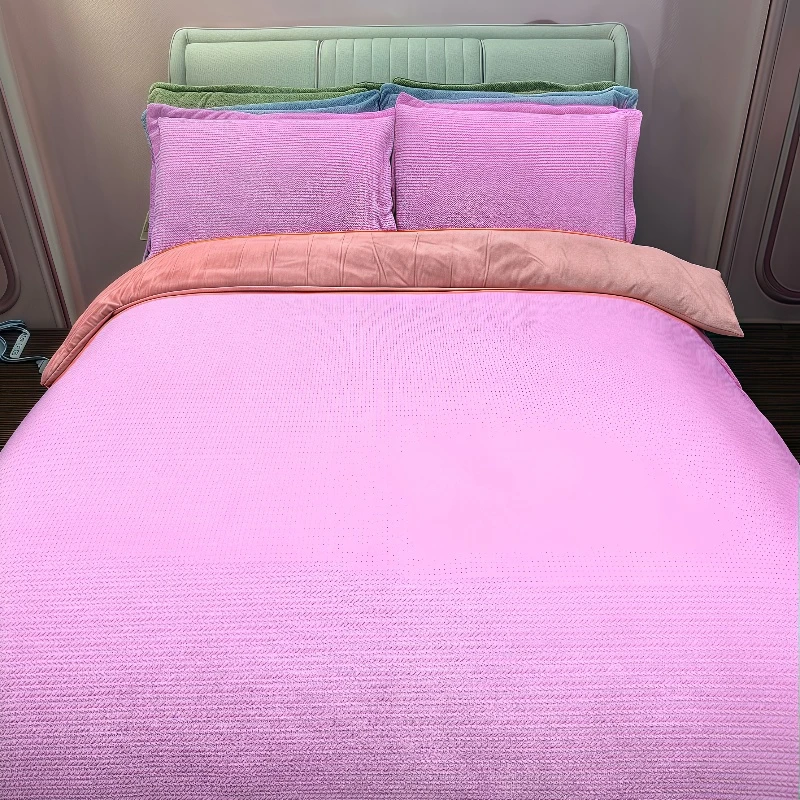 加厚浮雕婴儿绒保暖四件套