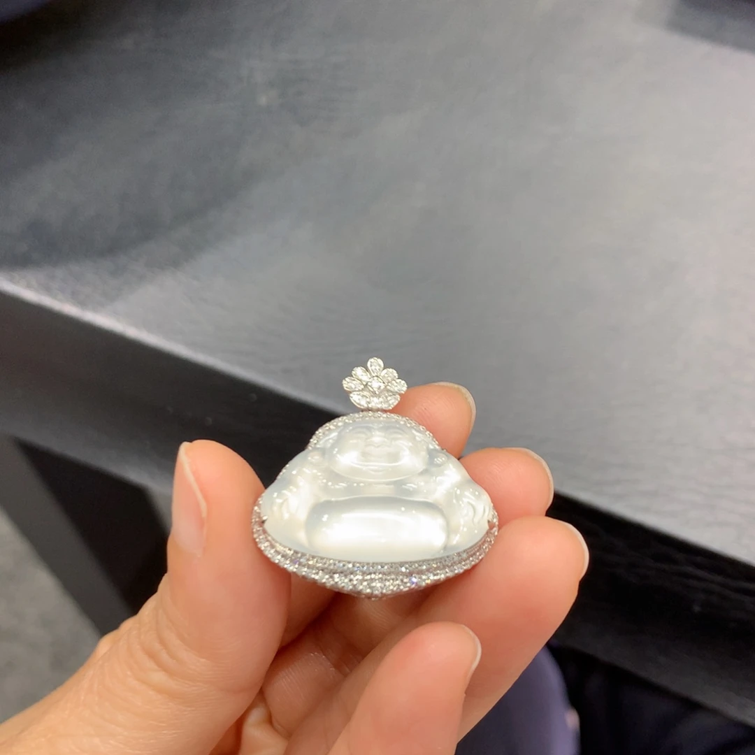 翡翠18K金镶嵌吊坠(不含链)