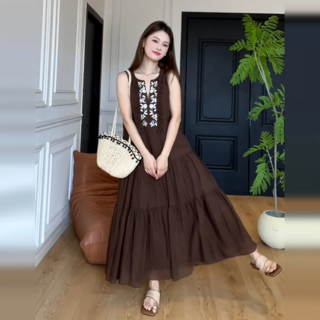 【现货+运补】度假波西米亚吊带背心连衣裙子女气质长裙5085