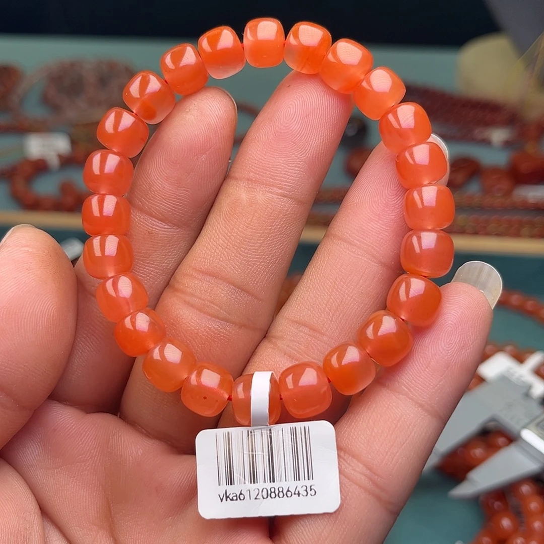 旺***贝南红玛瑙未镶嵌手链樱桃红卡9