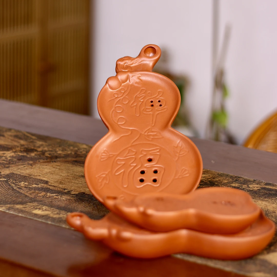 潮州原矿朱泥葫芦壶承壶托底座储水式壶底座杯托小茶盘蓄水台茶具