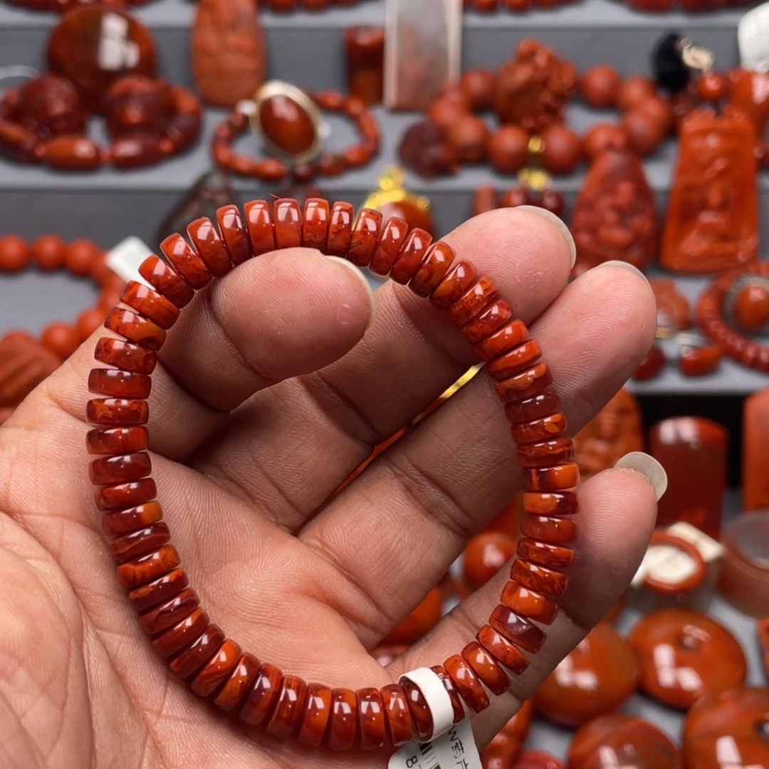 南红玛瑙未镶嵌珠宝奇石单圈7➕