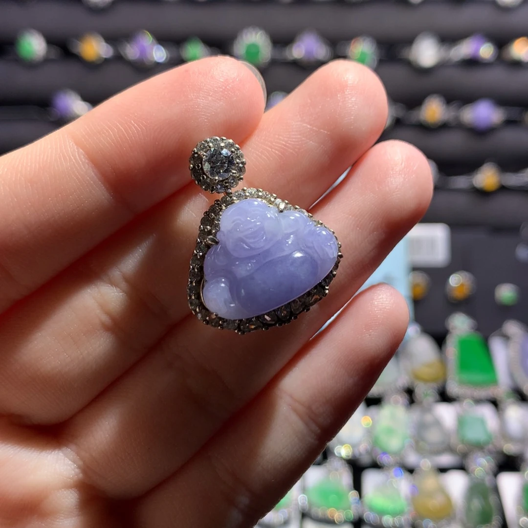 翡翠银S925镶嵌颈饰天然翡翠