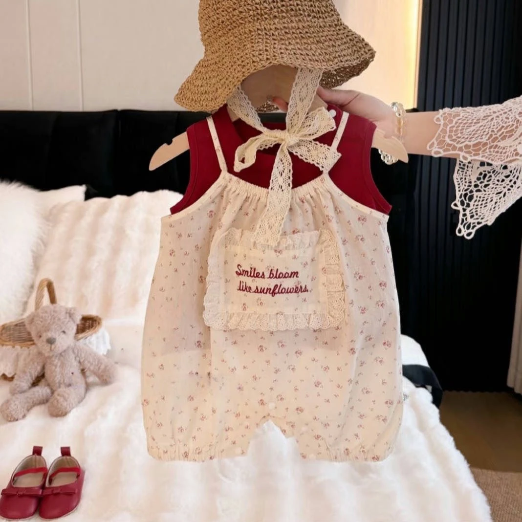 森系田园｜女宝宝田园风夏装套装婴儿连体衣背带衣服婴儿夏季薄款