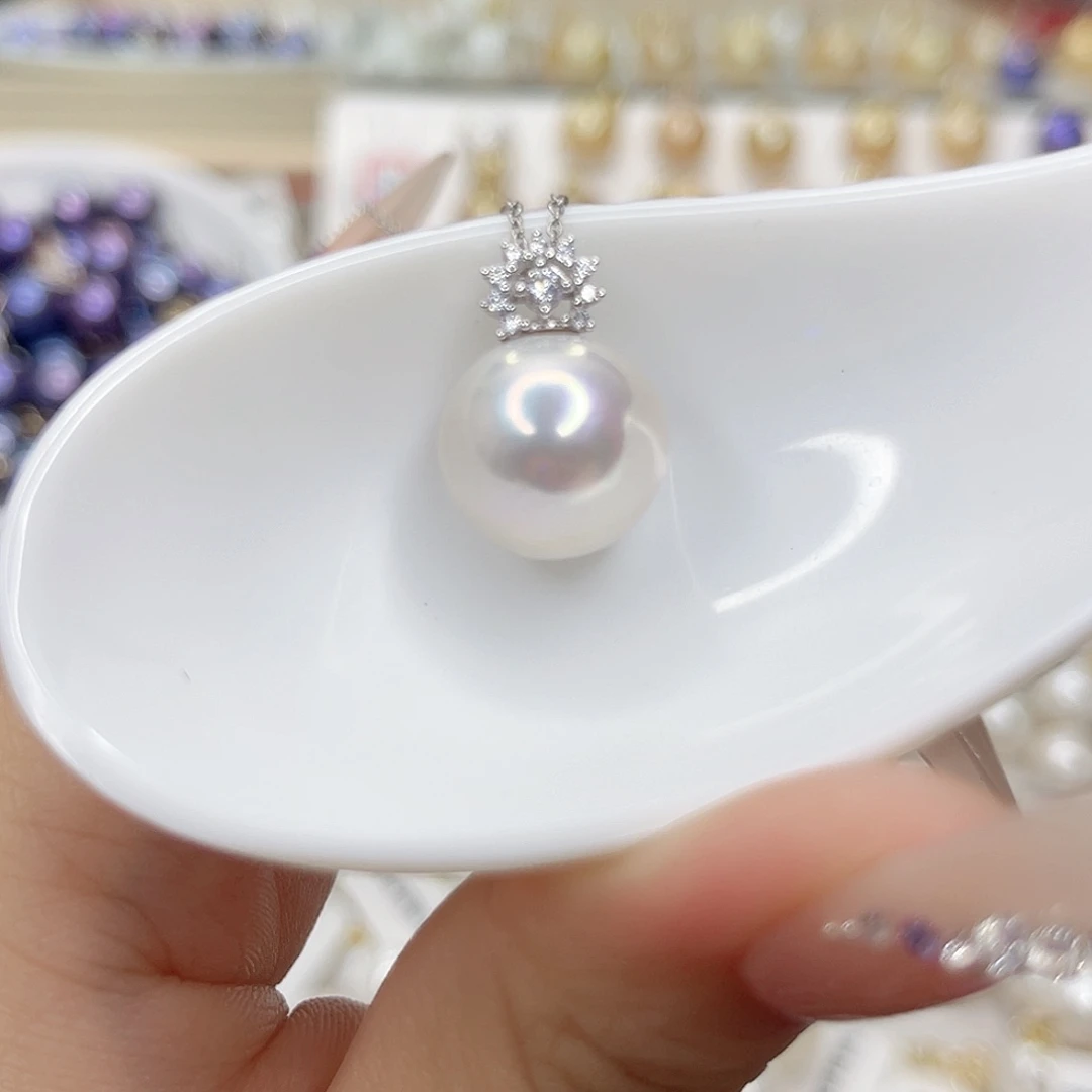 淡水珍珠银S925镶嵌吊坠(不含链)