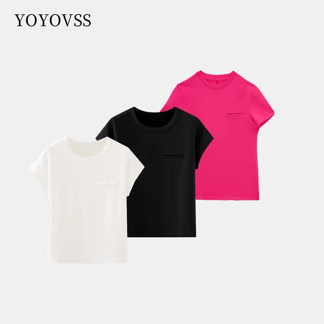 YOYOVSS【百搭】夏季简约白色T恤 宽松显瘦圆领短袖时尚休闲半袖女