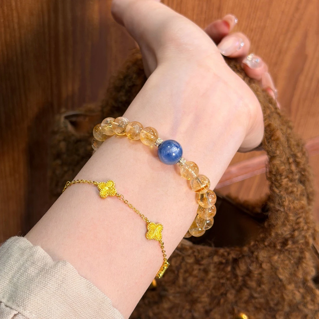 【富富得挣】8mm黄塔晶原创设计感天然水晶手串女高级感Y335