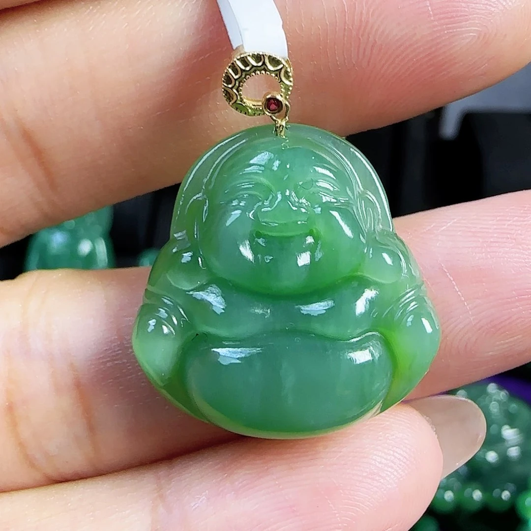 和田玉（碧玉）18K金镶嵌颈饰