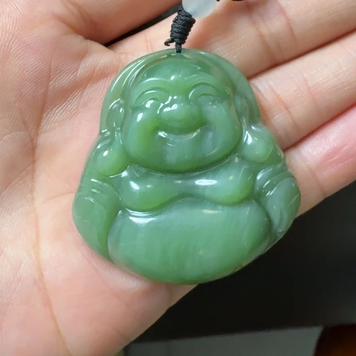 和田玉未镶嵌颈饰俄料无黑点45佛公有猫眼晶体线