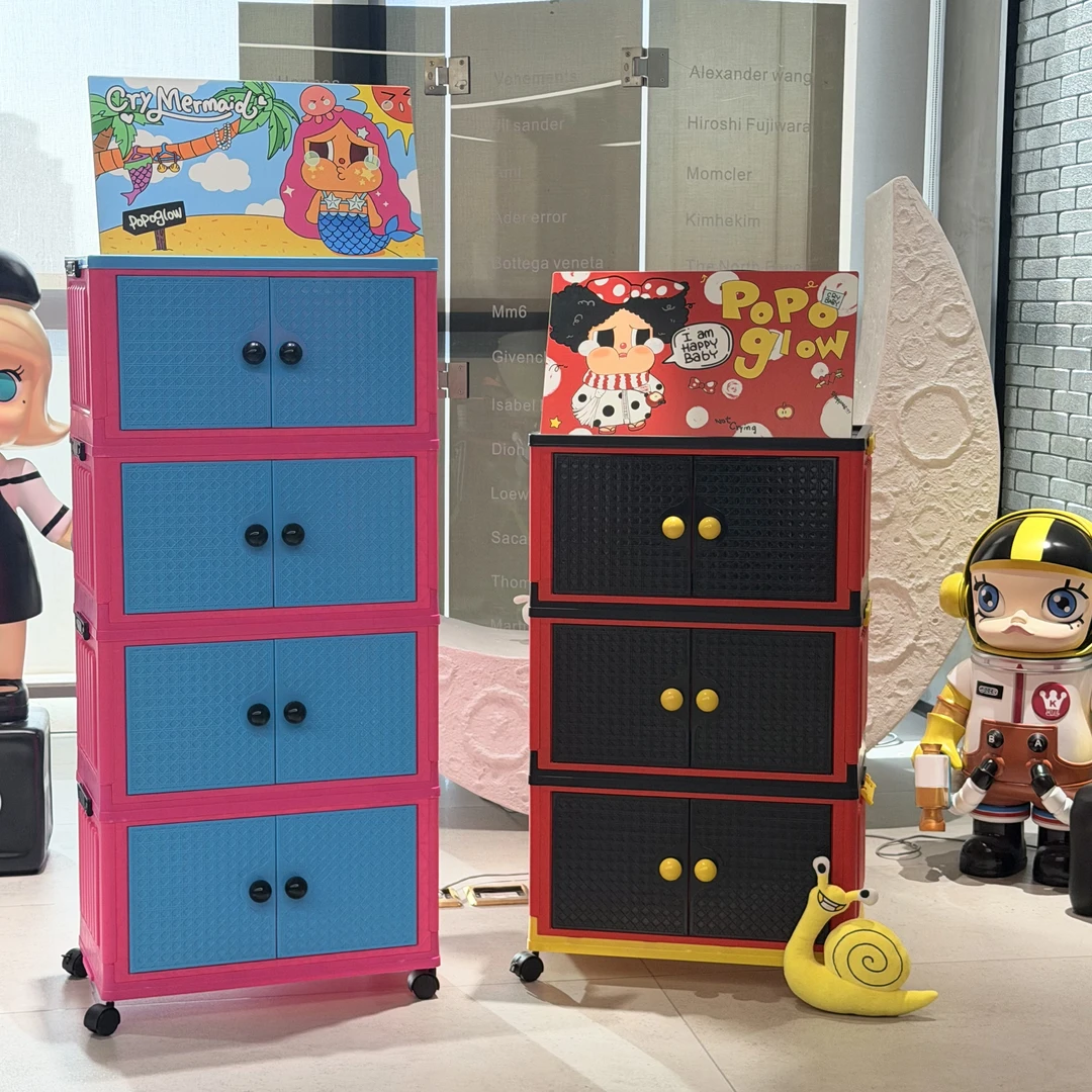 花老板popoglow多巴胺哭娃折叠四层收纳柜双开门储物柜收纳柜