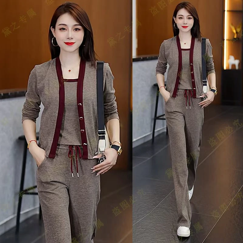 2025年春季新款安哥拉三件套时尚百搭休闲显瘦洋气套装2799糯米装