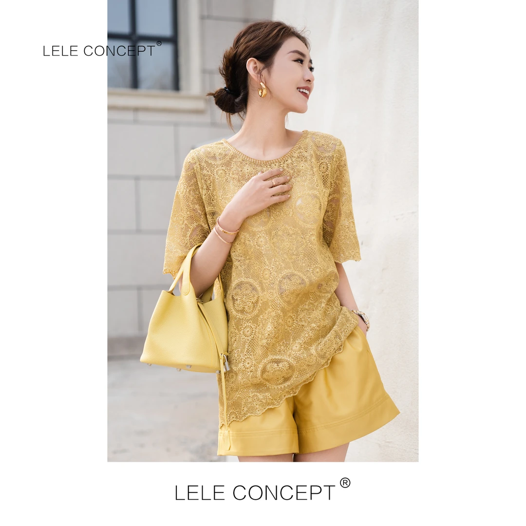 LELE CONCEPT丨法式轻奢气质款多色扣花半袖TX089