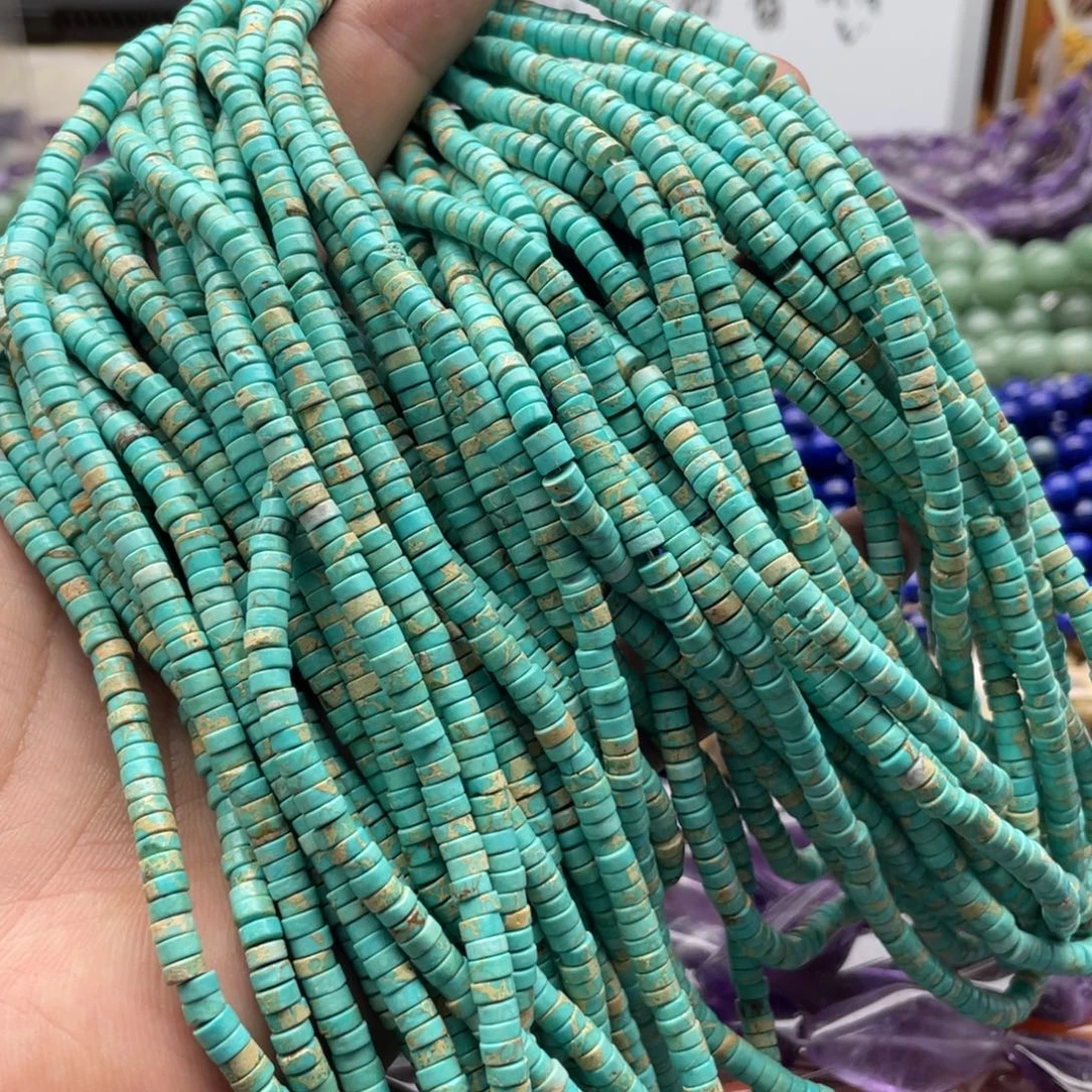 玛瑙/玉髓合金珠宝半成品一条装卡4mm帝王松绿松直切隔片