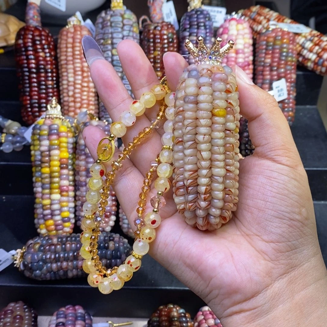 玉i*文玩玉米锦鲤色撇丝