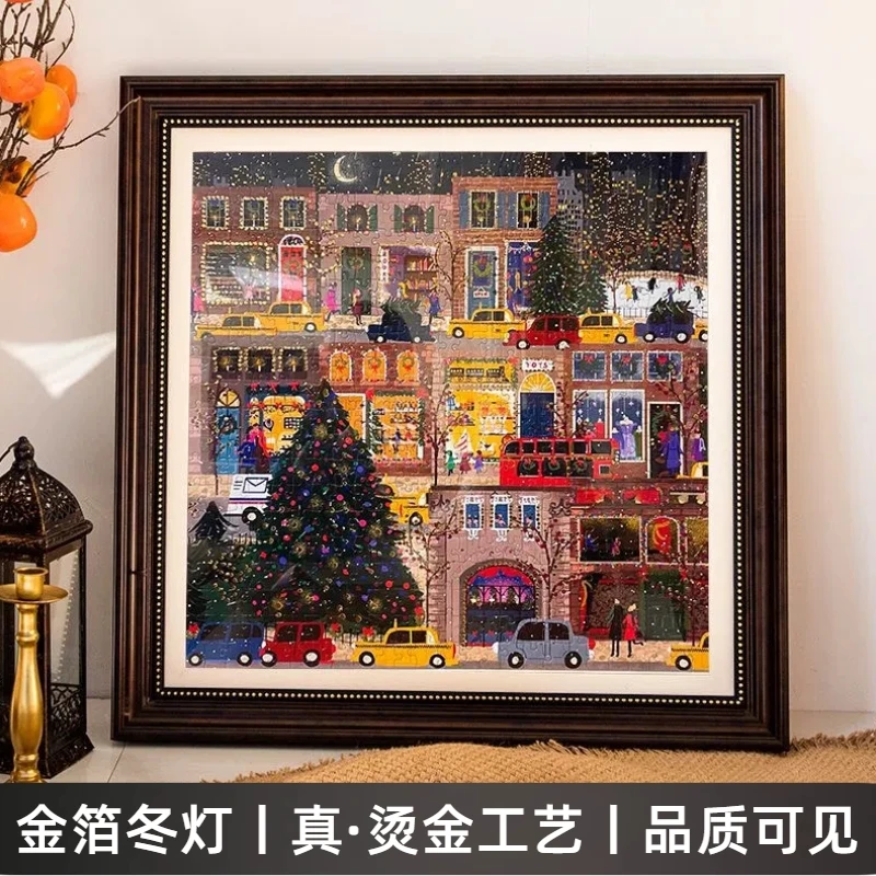 Galison冬灯拼图500片冬日之灯金箔烫金款圣诞之夜成人版益智拼图