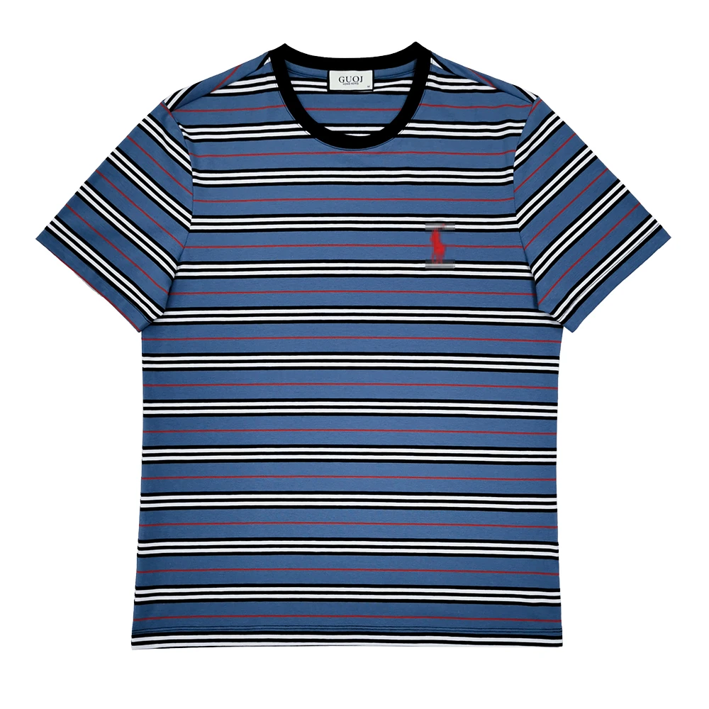 男士撞色条纹t恤男纯棉短袖男款潮牌夏季男装新款上衣体恤衫8953