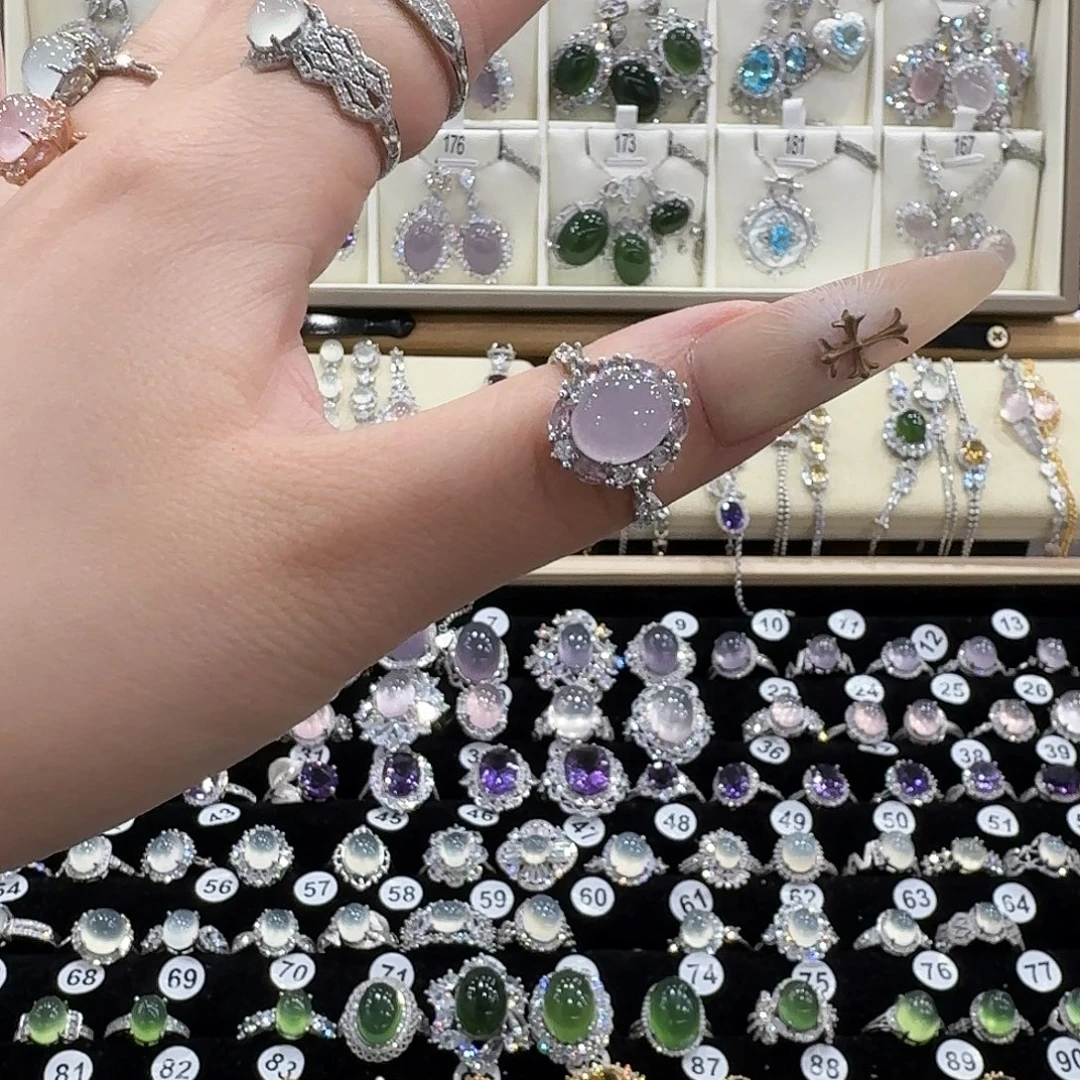 马***子戒指银S925镶嵌萤石