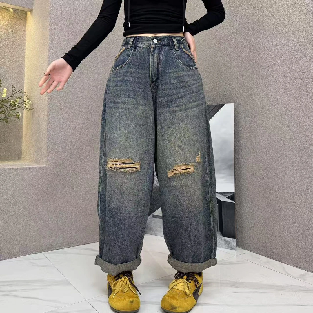 春款欧货潮牌老爹裤1160哈伦老爹裤宽松显瘦百搭春季女士牛仔裤