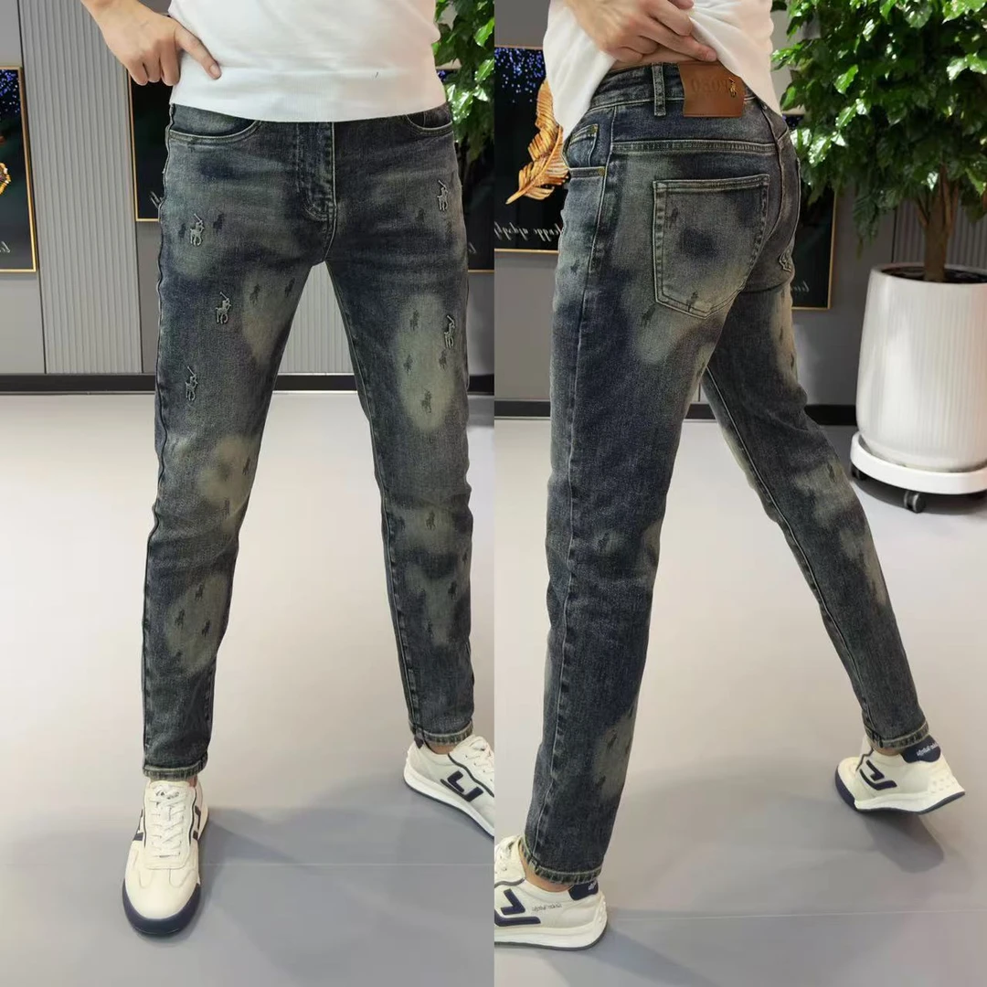 裤子男秋季新款男士牛仔裤美式潮男小直筒牛仔裤男款爆款2025新款