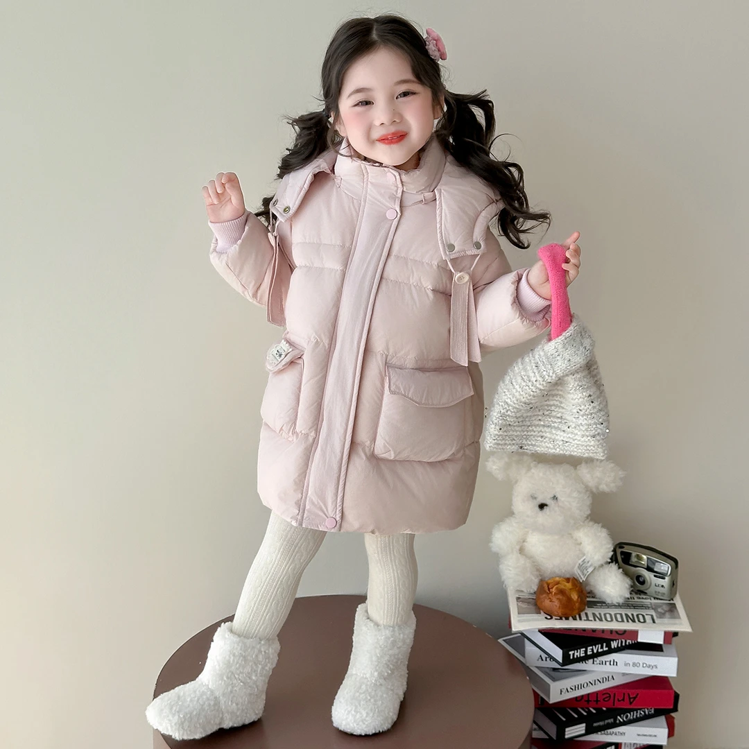 女童红色羽绒服冬季2025新款洋气儿童装加厚外套女宝宝外套秋冬款