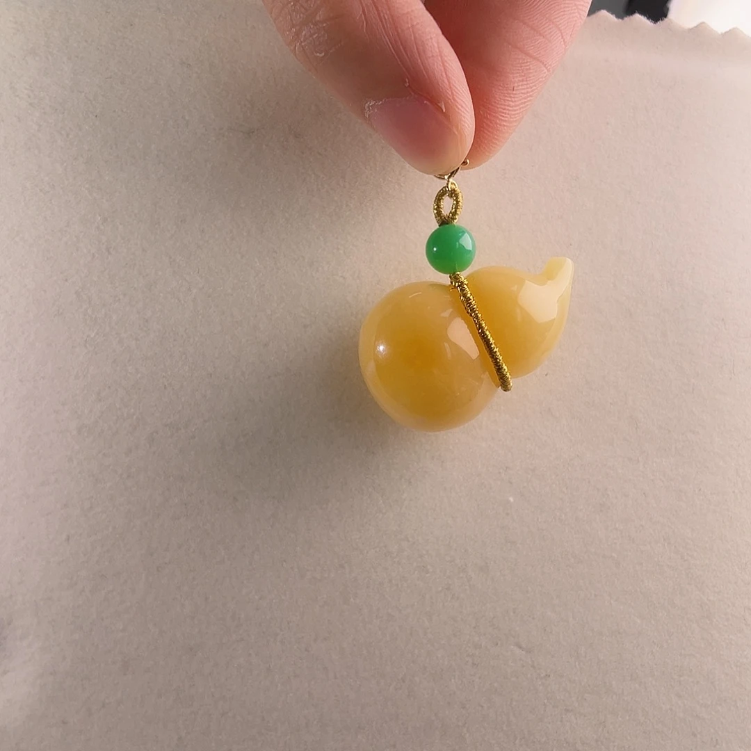 蜜蜡18K金镶嵌吊坠(不含链)蜜蜡葫芦