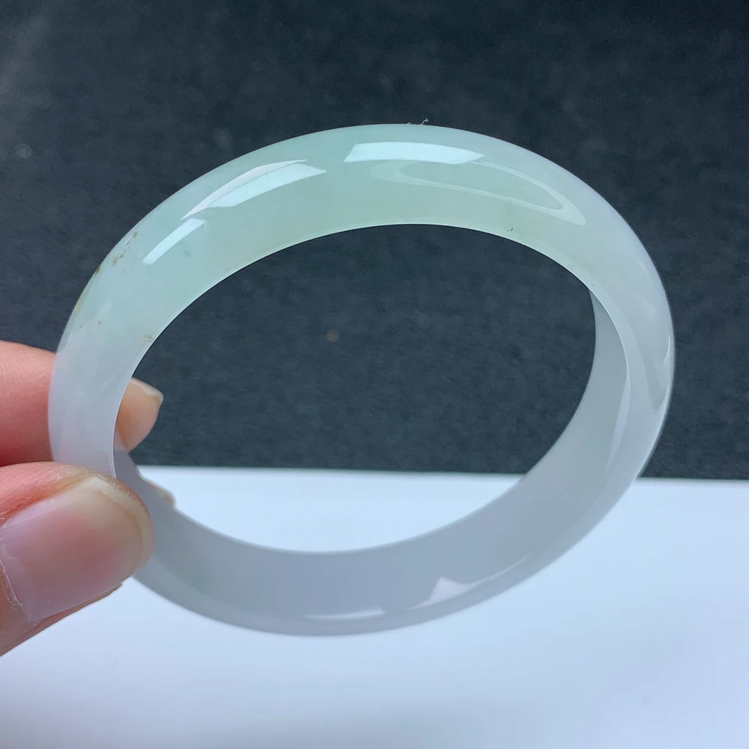 天然缅甸翡翠A货手镯冰糯种渐变色飘洒金56.6圈口手镯