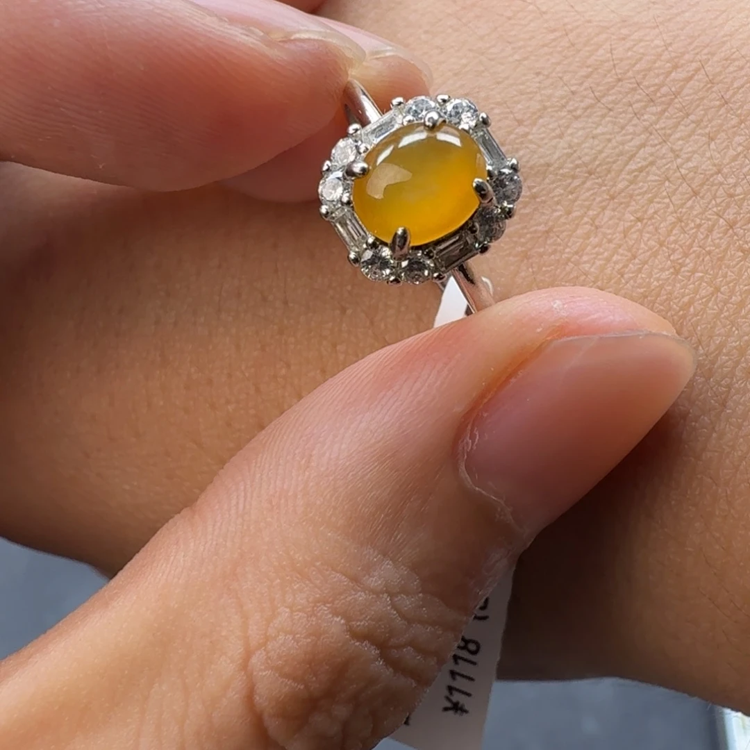 翡翠银S925镶嵌戒指天然缅甸翡翠A货