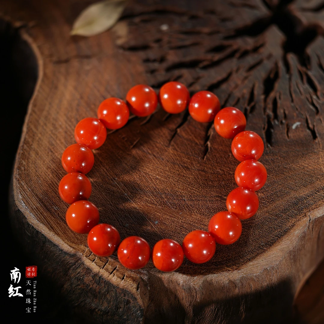 【桃总推荐】玉化锦红色瓦西南红11mm圆珠手串@@ZY40406039