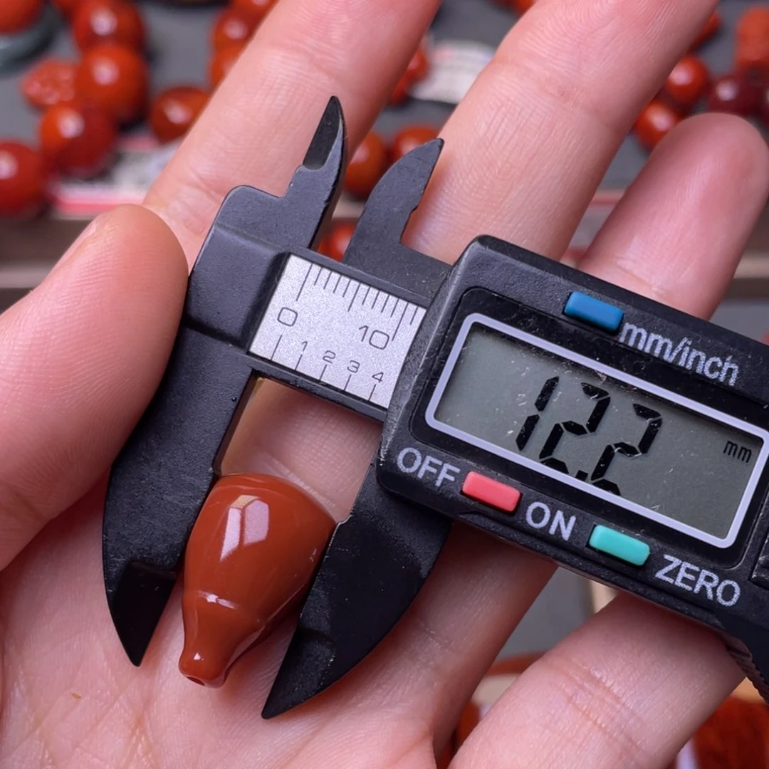 南红玛瑙手串未镶嵌纯色锦红直切三通12MM