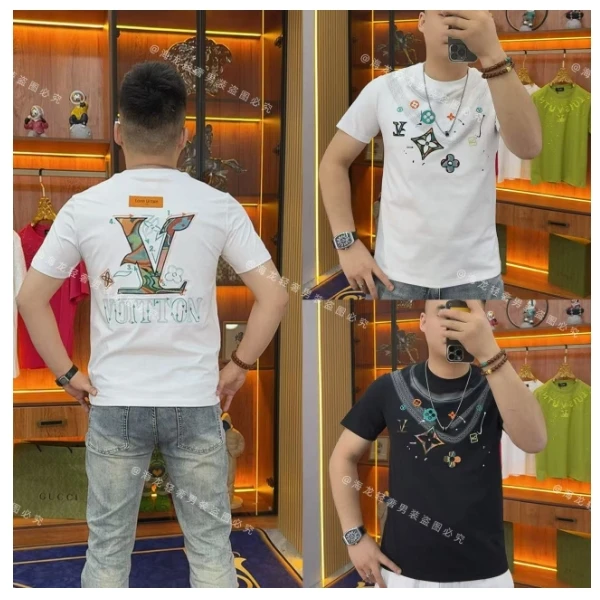 3696 橘色V花半袖 T恤潮流青年潮款品质精品时尚烫印