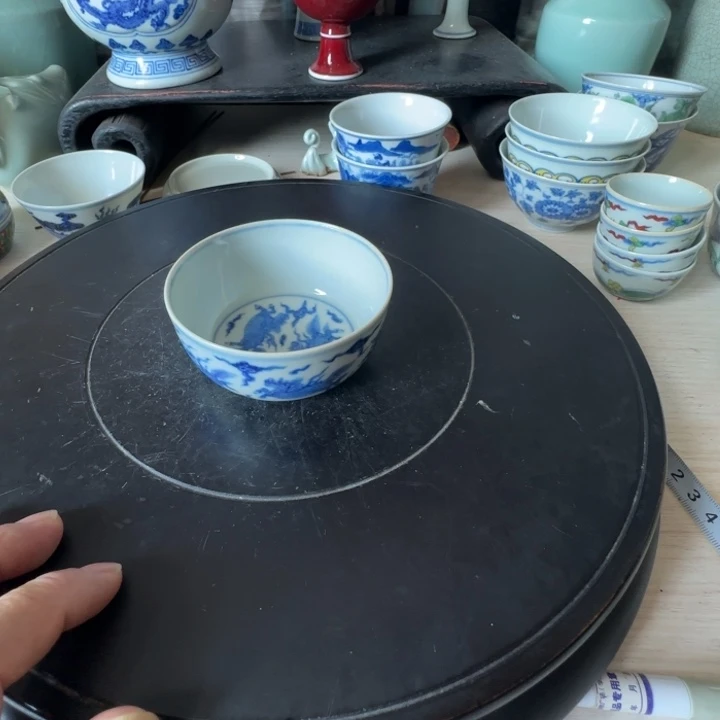 墨***法摆件青花花卉小小摆件