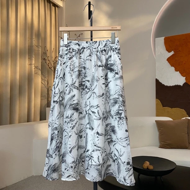 【墨涵精选】新款水墨风百搭显瘦气质休闲半裙27456