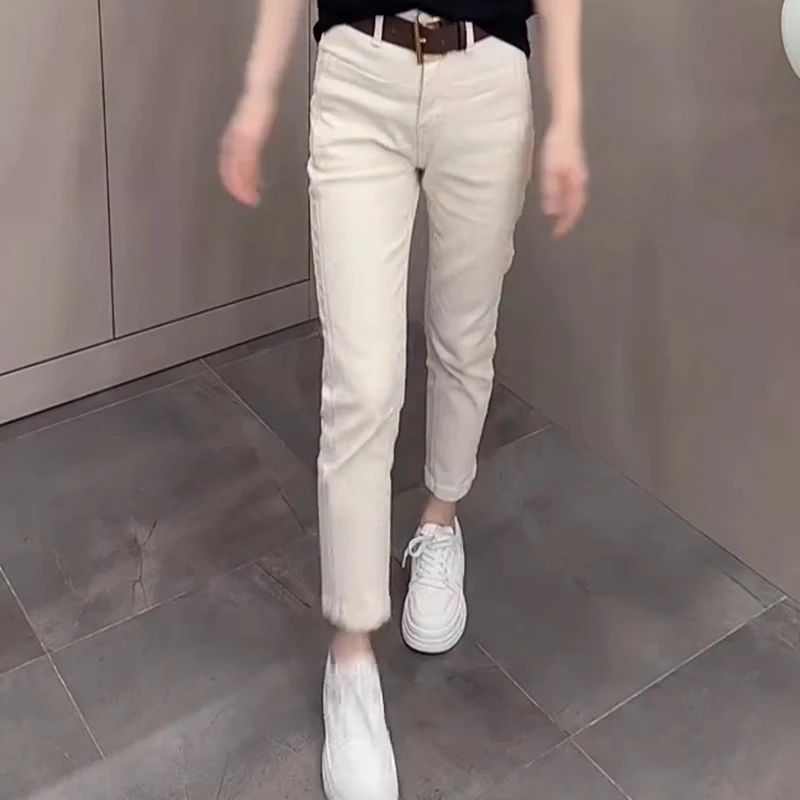 微胖穿搭大码女装2025年春季新款直筒烟管牛仔裤子女高腰弹力显瘦