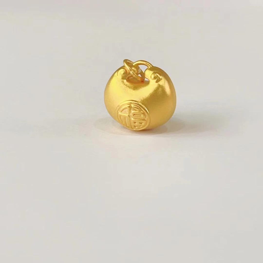 L-1073  足金古法精工胖福吊坠