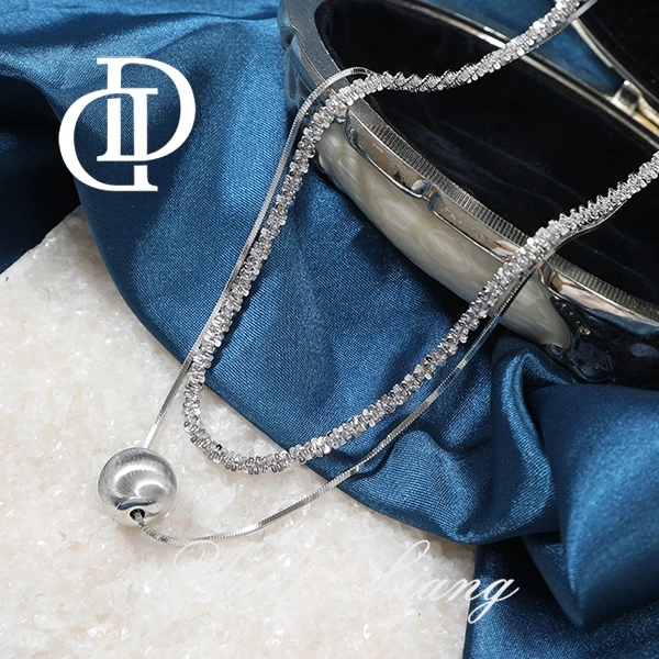 坠链均925银 梁雅帝新品【双层人鱼车花Plus】时尚百搭气质纯银项链