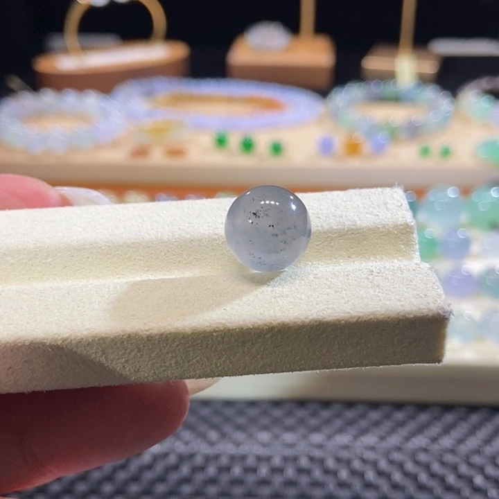 翡翠未镶嵌吊坠(不含链)翡翠冰黑杠珠卡11.9m