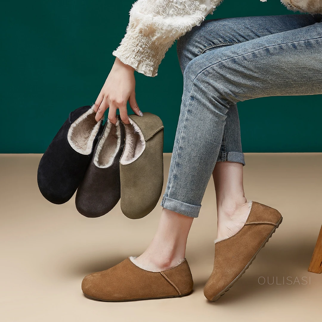 491头层牛皮勃肯鞋2024秋冬新款英伦风一脚蹬复古轻便女鞋