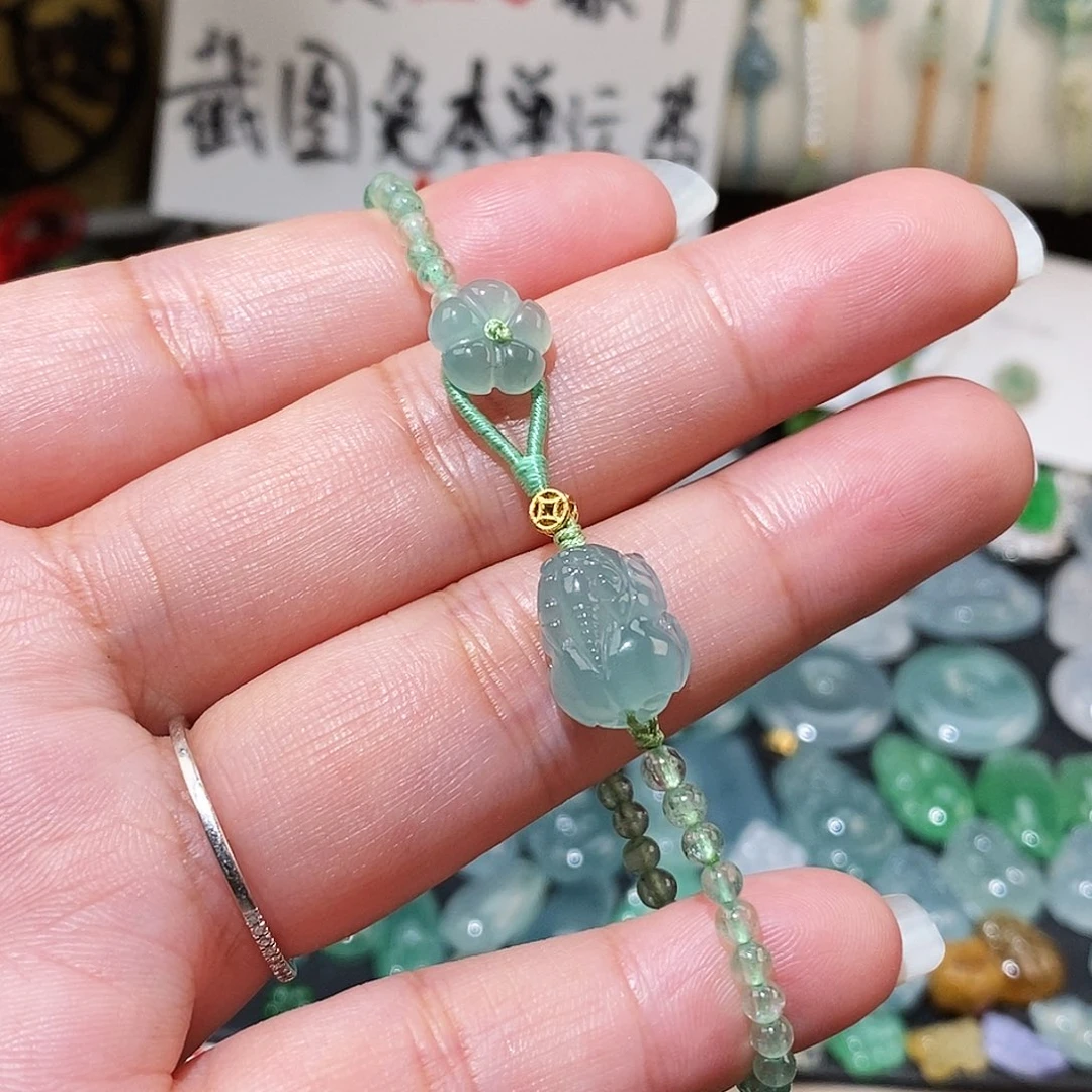 翡翠未镶嵌颈饰貔貅小花手链16