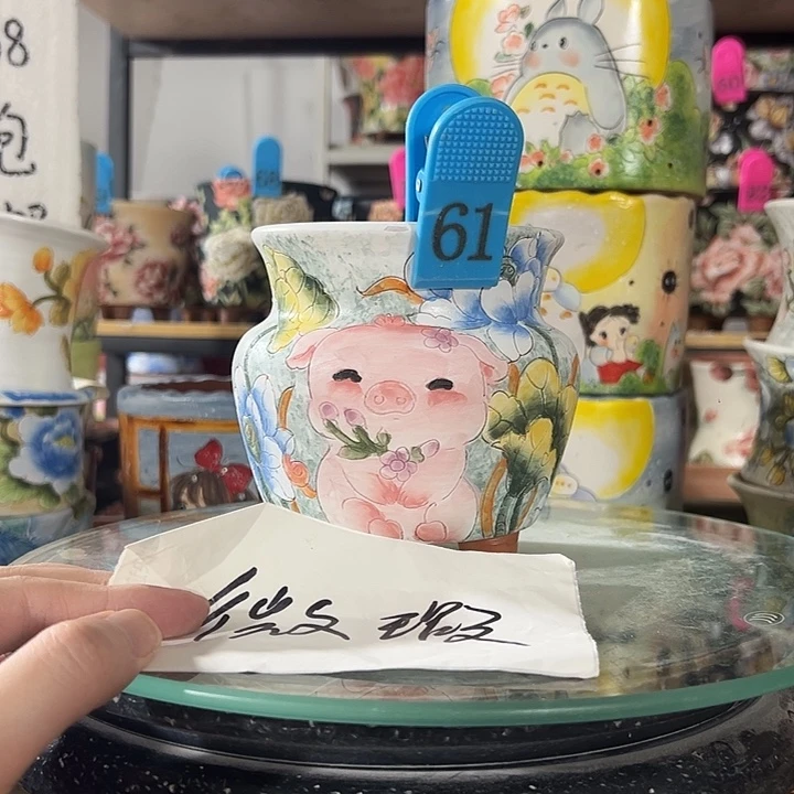 满38包邮 景德镇手绘花盆