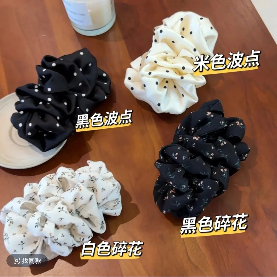 巨显发量蓬蓬夹新款褶皱云朵泡泡波点碎花甜妹氛围香蕉夹可爱
